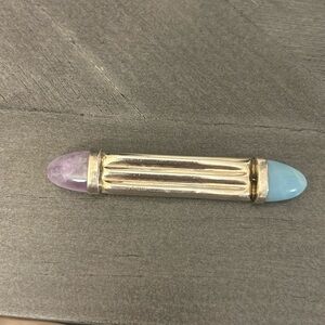 Larimar, Lavender Jade (both tested), and Sterling Silver Bar Pin.